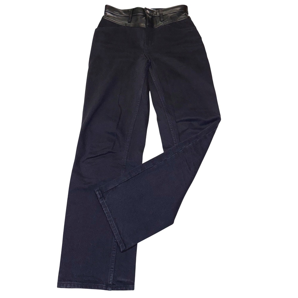 Abercrombie & Fitch 90s Straight Ultra High Rise Vegan Leather Yoke Jeans 27 4R